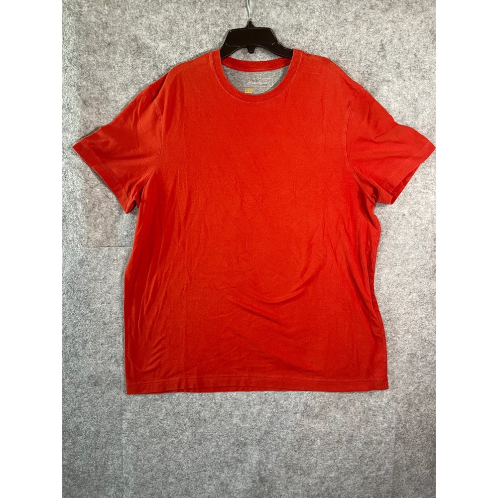 Eddie Bauer Active Mens XL Short Sleeve T-Shirt Solid Orange Crew Neck Tee